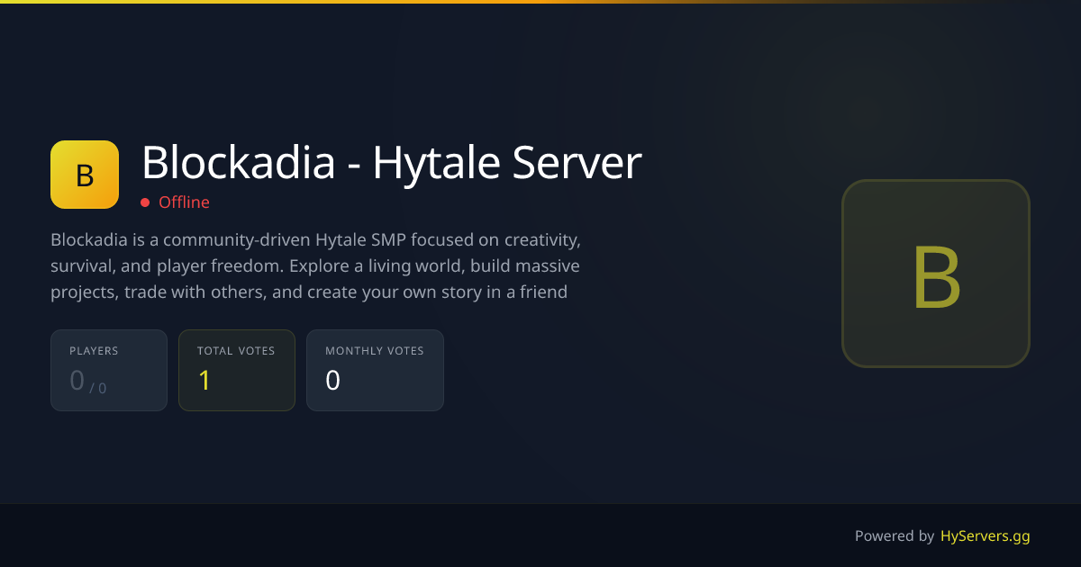 Blockadia - Hytale Server - Hytale Server | HyServers