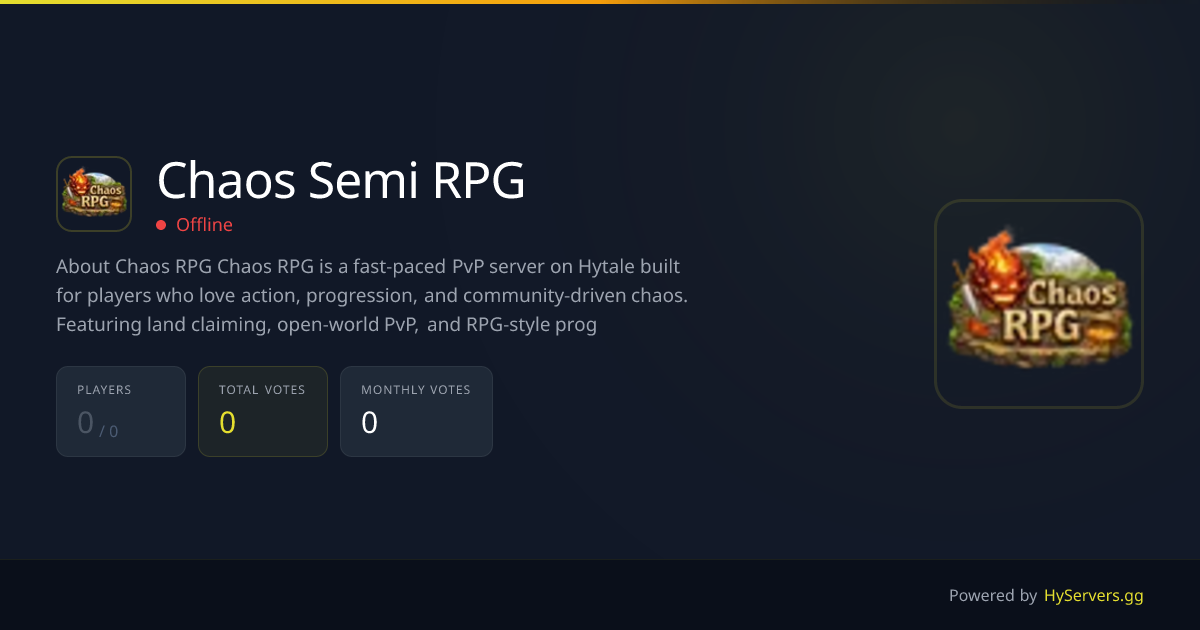 Chaos Semi RPG - Hytale Server | HyServers