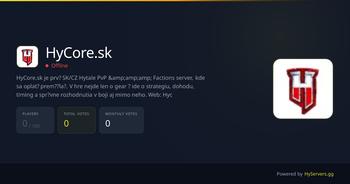 HyCore.sk - Hytale Server | HyServers