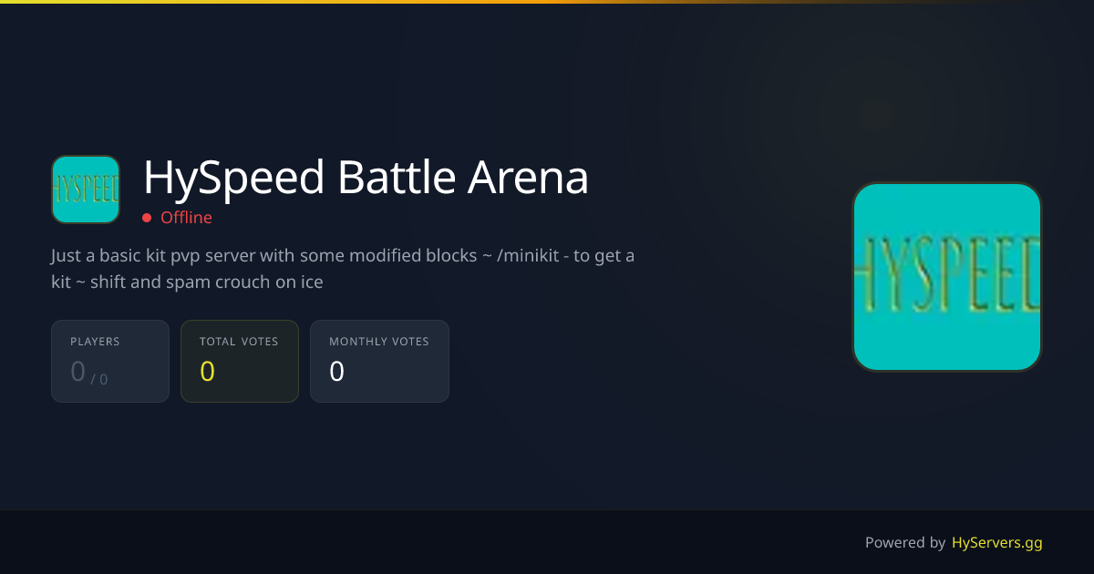 HySpeed Battle Arena - Hytale Server | HyServers