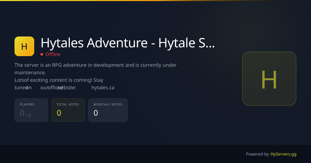 Hytales Adventure - Hytale Server - Hytale Server | HyServers