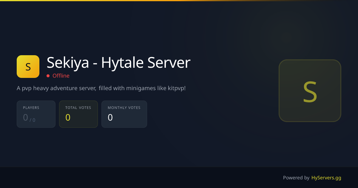 Sekiya - Hytale Server - Hytale Server | HyServers